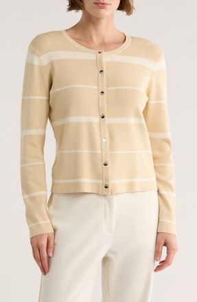 Elie Tahari Variegated Stripe Crop Cardigan in Sand/Ivory Stripe at Nordstrom Rack, Size X-Small