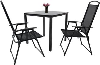 ebuy24 Vcm 3 Piezas Conjunto De Muebles De Jard&iacute;n Grupo De Asientos Grupo De Comedor 1x Mesa, 2x Sillas Mesa Dimensiones Aprox. Al. 76 X An. 80 X P. 80 Cm Ju