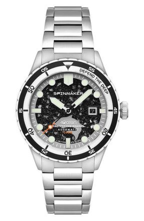 Spinnaker x 4ocean Hass Sharks Limited Edition Automatic Bracelet Watch, 43mm in Black at Nordstrom