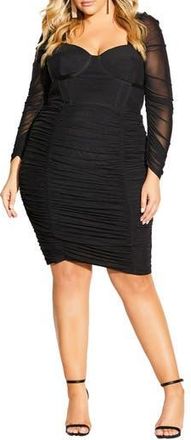 City Chic Three-Quarter Sleeve Bustier Minidress in Black at Nordstrom Rack, Size Xxs/12W
