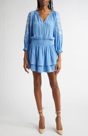 Ramy Brook Devorah Floral Embroidery Detail Minidress in Ribbon Blue at Nordstrom Rack, Size Xx-Small