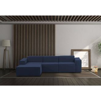 Talamo Italia Talamo Italia Sof&aacute; Fijo Jessica, Sof&aacute; Modular 3 Plazas Pen&iacute;nsula Izquierda, 100% Made In Italy, Sof&aacute; Moderno En Tela, Cm 300x170h70, Azul, Con Embalaj