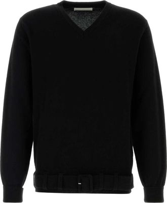 Random Identities Cashmere Trui met Riem - Heren - V-hals truien - Zwart - L - Wol - Truien & Vesten