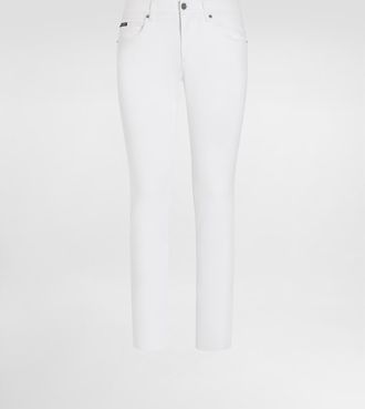 Dolce & Gabbana White Regular Stretch Jeans - Man Denim Multi-colored Denim 44