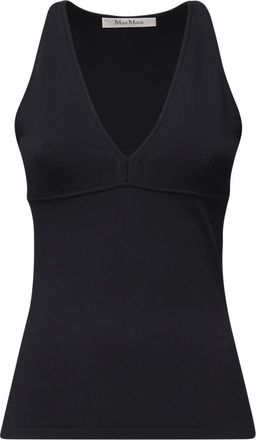 Max Mara Truien & Vesten, Dames, Zwart, L, Mouwenloze Viscose Top