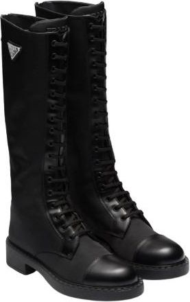 Prada Black Knee High Combat Boots Size 35