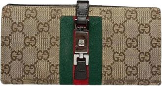 Gucci Pre-owned Wallets, female, Beige, Size: ONE SIZE Pre-owned Cotton Wallet