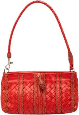 Bottega Veneta Pre-owned Shoulder Bags, female, Red, Size: ONE SIZE Pre-owned Leather Shoulder Bag