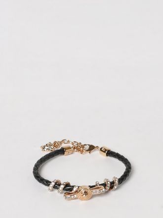 Versace Bracciale Versace in pelle intrecciata ed ottone con strass incastonati
