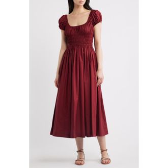 D&ocirc;en Quinley Organic Cotton Midi Dress in Deep Ruby at Nordstrom, Size Xx-Small