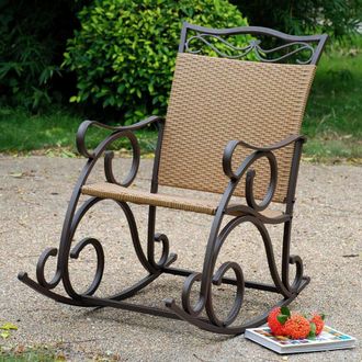 International Caravan Inc Valencia Resin Wicker/Steel Rocker