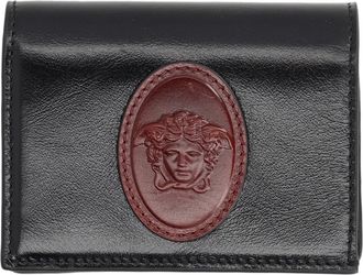 Versace Black Embossed Emblem Leather Wallet