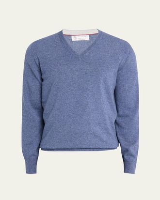 Brunello Cucinelli Mens Cashmere Knit V-Neck Sweater