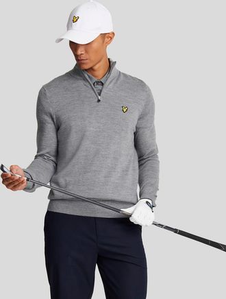 Lyle & Scott Golf 1/4 Zip Wolmix Trui - Grijs