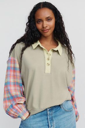 Pilcro 100% Cotton Mixed Knit Pullover