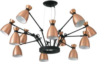 Faro Barcelona Faro Retro - 12 Light Multi Arm Ceiling Pendant White, Copper, E14