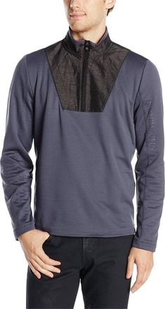 Calvin Klein Mens Quilted Quarter Zip Sweater In Grey Smoke