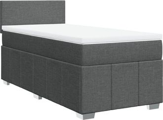 vidaXL Cama Box Spring Con Colch&oacute;n Tela Gris Oscuro 80x200 Cm Vidaxl