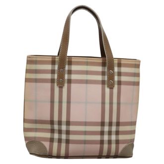 Burberry Nova Check Handbag Pvc Pink Canvas Handbag (Pre-Owned)
