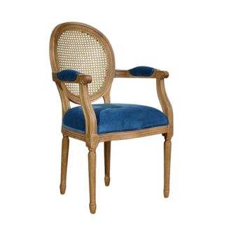 Robin des Bois Silla de mesa de caucho, rejilla y terciopelo azul tormenta