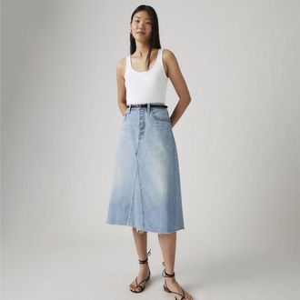 Levi's High Rise A Line Decon Skirt - Womens - 23 - Blue