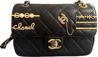Chanel Collectible Embellished Black Quilted Flap Bag Size 35