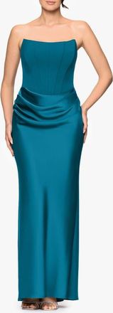 Betsy & Adam Strapless Mixed Media Gown in Teal at Nordstrom, Size 14