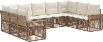 vidaXL Conjunto De Sof&aacute;s De Jard&iacute;n 9 Uds. Beige Y Blanco Crema Vidaxl