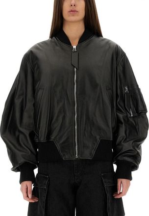The Attico Leather Bomber Jacket-Donna