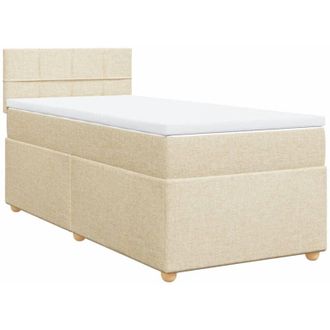 vidaXL Vidaxl - Cama Box Spring Con Colch&oacute;n Tela Color Crema 90x190 Cm