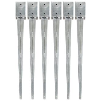 vidaXL Vidaxl - Picas De Tierra 6 Uds Acero Galvanizado Plateado 9x9x90 Cm