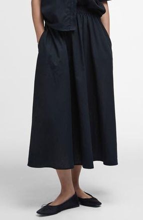 Barbour Elsie Cotton & Linen Midi Skirt in Black at Nordstrom Rack, Size 12 Us / 16 Uk