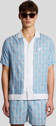 Lyle & Scott Mens Short Sleeve Floral Graphic Shirt - Blue - Size X-Small