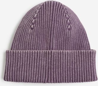 H&M Baumwollmütze in Rippstrick - Purple