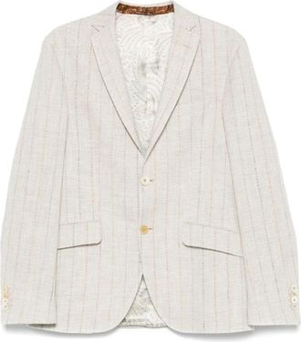 Etro Beige Gestreepte Americana Roma Gecombineerd - Heren - Blazers - Beige - L - Jassen