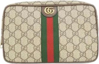Gucci Pre-owned Clutches, male, Multicolor, Size: ONE SIZE Pre-owned Savoy GG Supreme Canvas Pouch