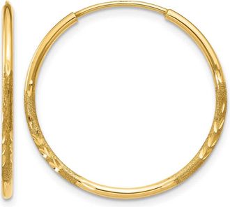 Diamond2Deal 14k Yellow Gold 1.20mm Diamond-cut Hoop Earrings 20 mm