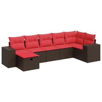 vidaXL Vidaxl - Set Divani Da Giardino 7 Pz Con Cuscini Marrone In Polyrattan
