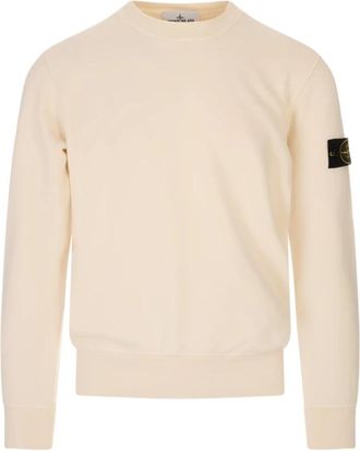 Stone Island Cotton Fleece Sweatshirt - Heren - Sweatshirts - Wit - M - Katoen - Hoodies & sweatvesten
