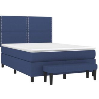 vidaXL Cama Box Spring Con Colch&oacute;n Tela Azul 140x200 Cm Vidaxl