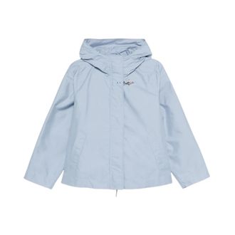 Fay Rain Jackets, female, Blue, Size: L Short Technical Poplin Parka