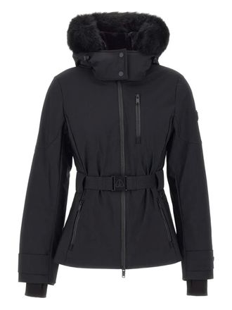 Moose Knuckles faux fur hooded belted jacket - women - Nylon/Polyester/Polyurethane/Duck Down/Feather - M - Black