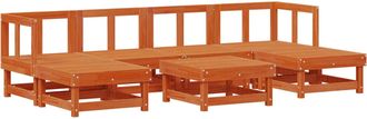 vidaXL Conjunto De Sof&aacute;s De Jard&iacute;n 7 Pcs Marr&oacute;n Cera Pino Macizo Vidaxl