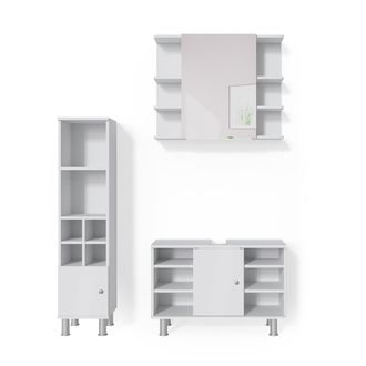 Vicco Conjunto De Muebles De Ba&ntilde;o Fynn, Blanco, 3 Piezas, Mueble Bajo 80 Cm