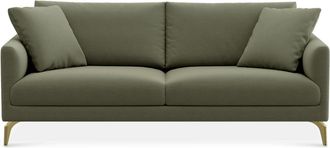 Castlery Lena Sofa Customized, (Performance Fleece) Moss (Brass Legs), Spill Resistant, Removable Covers for Castlery
