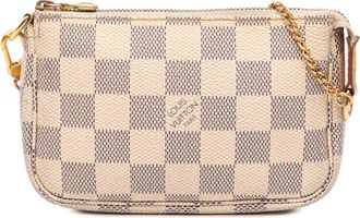 Louis Vuitton Pre-owned Womens Pochette Mini Chain Checkered - Ivory Textile - One Size
