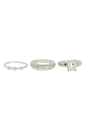 Nordstrom Rack 3-Pack Assorted Crystal & Imitation Pearl Rings in Clear- White- Gold at Nordstrom Rack, Size 7