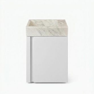 Saniclass Chaci Toiletmeubelset - 40x65cm - 1 deur - 1 kraangat - rechts - fontein natuursteen marmer - mat wit