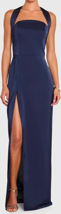 Amanda Uprichard Cynthia Halter Neck Gown In Blue