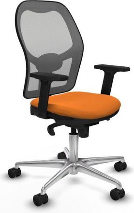 Piqueras y Crespo Jorquera Sincro Malla Gris Similpiel Naranja Brazos 2d Base Aluminio Ruedas 65mm Nailon